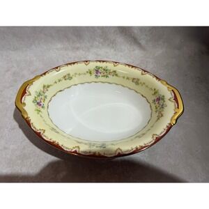 Japan Dubarry Oval Vegetable Bowl Floral Maroon Gold Gilt Noritake Vintage